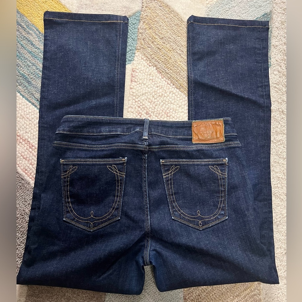 TRUE RELIGION Dark Denim Jeans Size 30 Short Straight Leg